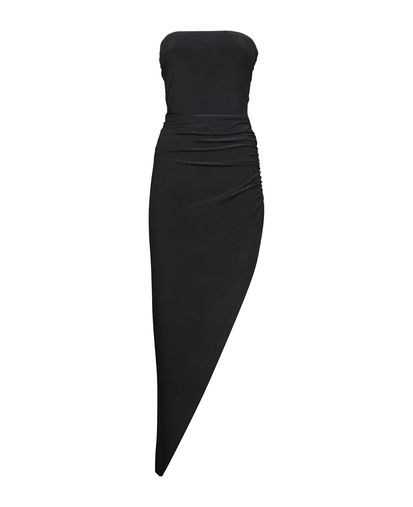 Norma Kamali Long Side Drape Black Dress - Black