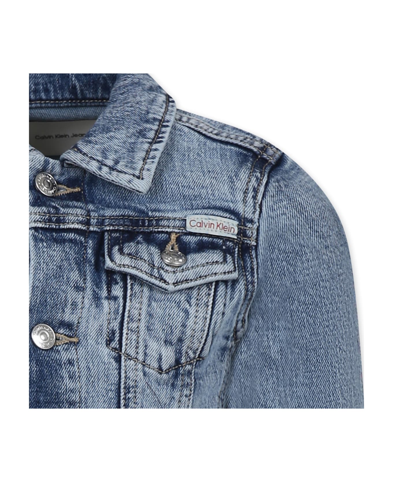 Calvin Klein Denim Jacket For Girl With Logo - Denim