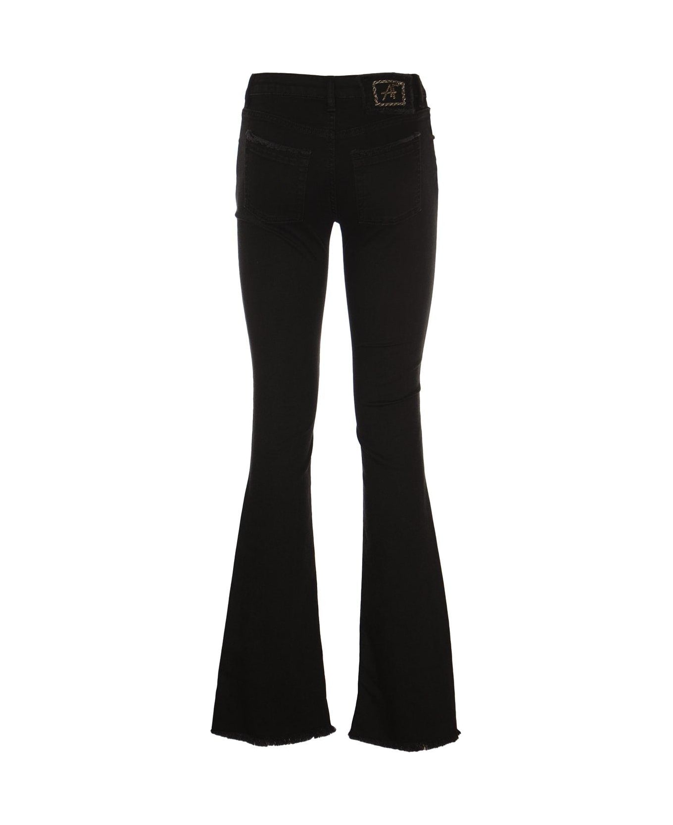 Alberta Ferretti Low Rise Frayed Hem Jeans - Black