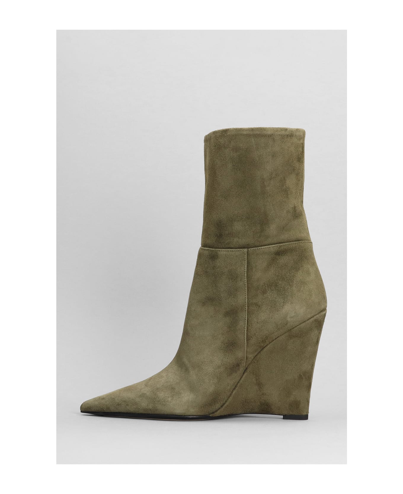 Alevì Bay 100 High Heels Ankle Boots In Green Suede - Forest