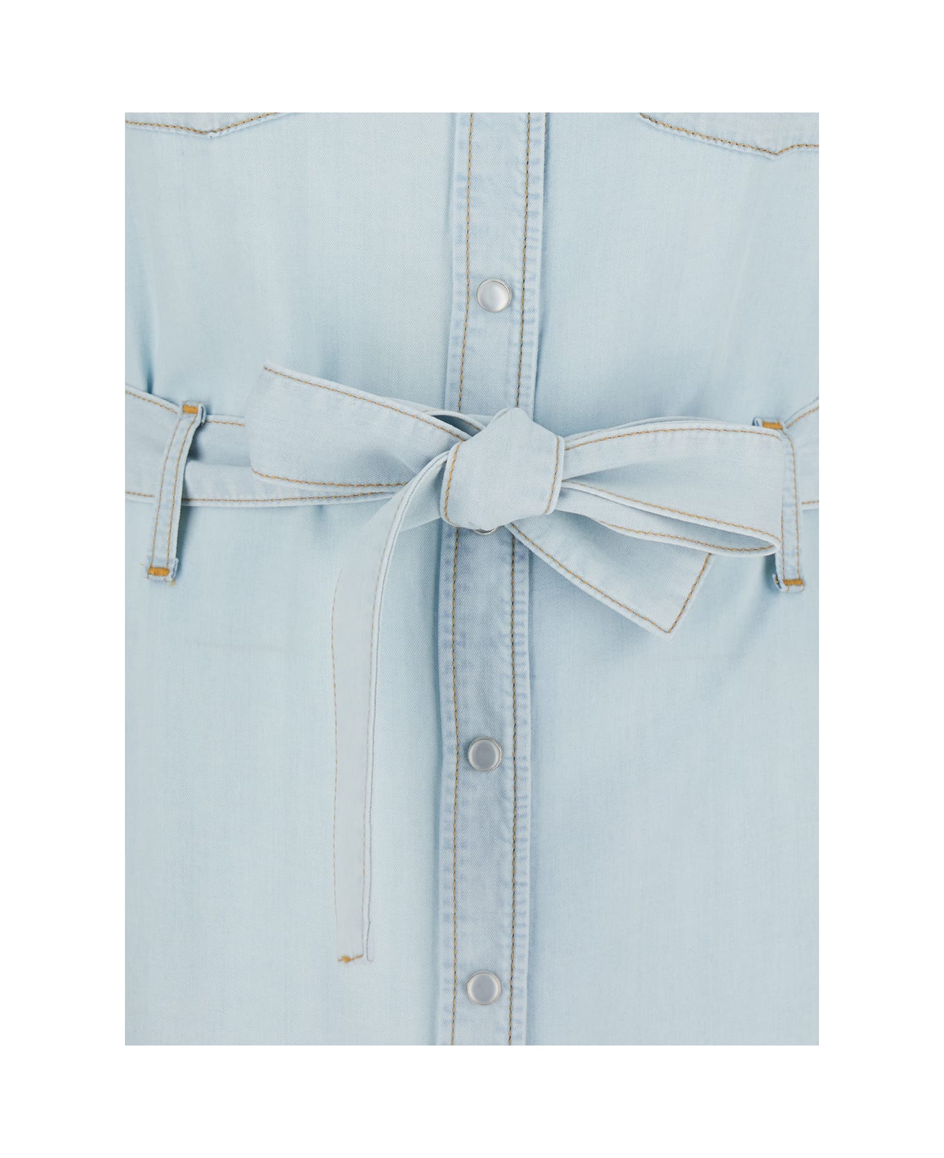 SEMICOUTURE 
artemia
 Light Blue Long Dress With Chest Patch Pockets And Waist Belt In Fabric Woman - Light blue