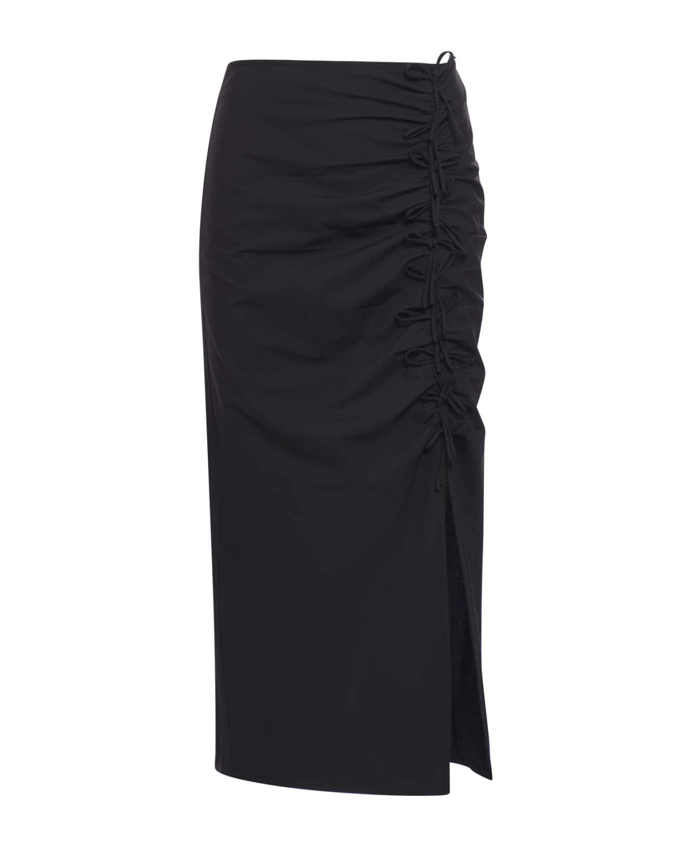 Ganni Drapey Melange Midi Skirt - Black スカート