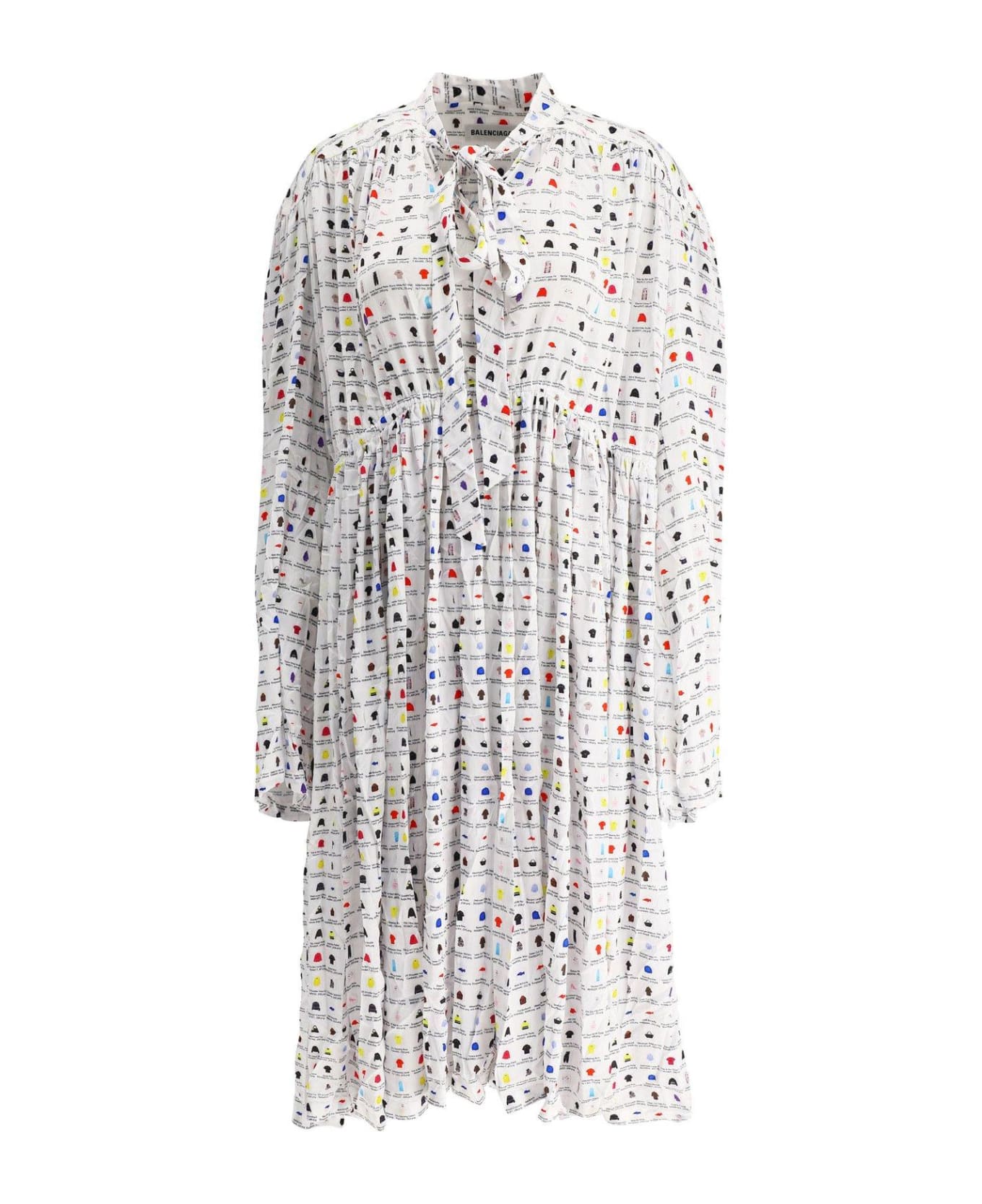 Balenciaga Graphic Printed Oversized Midi Dress - WHITE