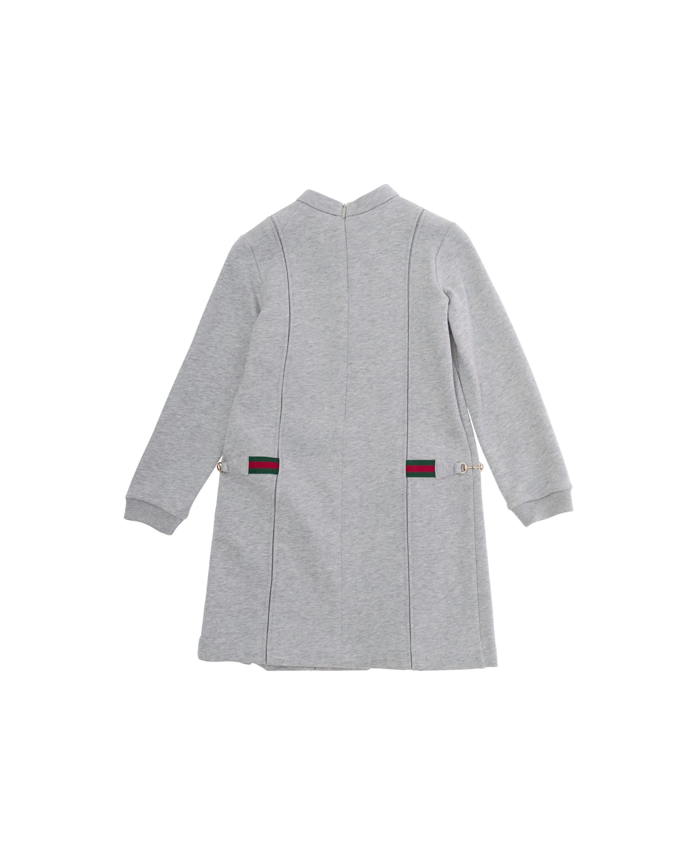 Gucci Grey Dress With Web And Horsebit Detail In Cotton Girl - Grey