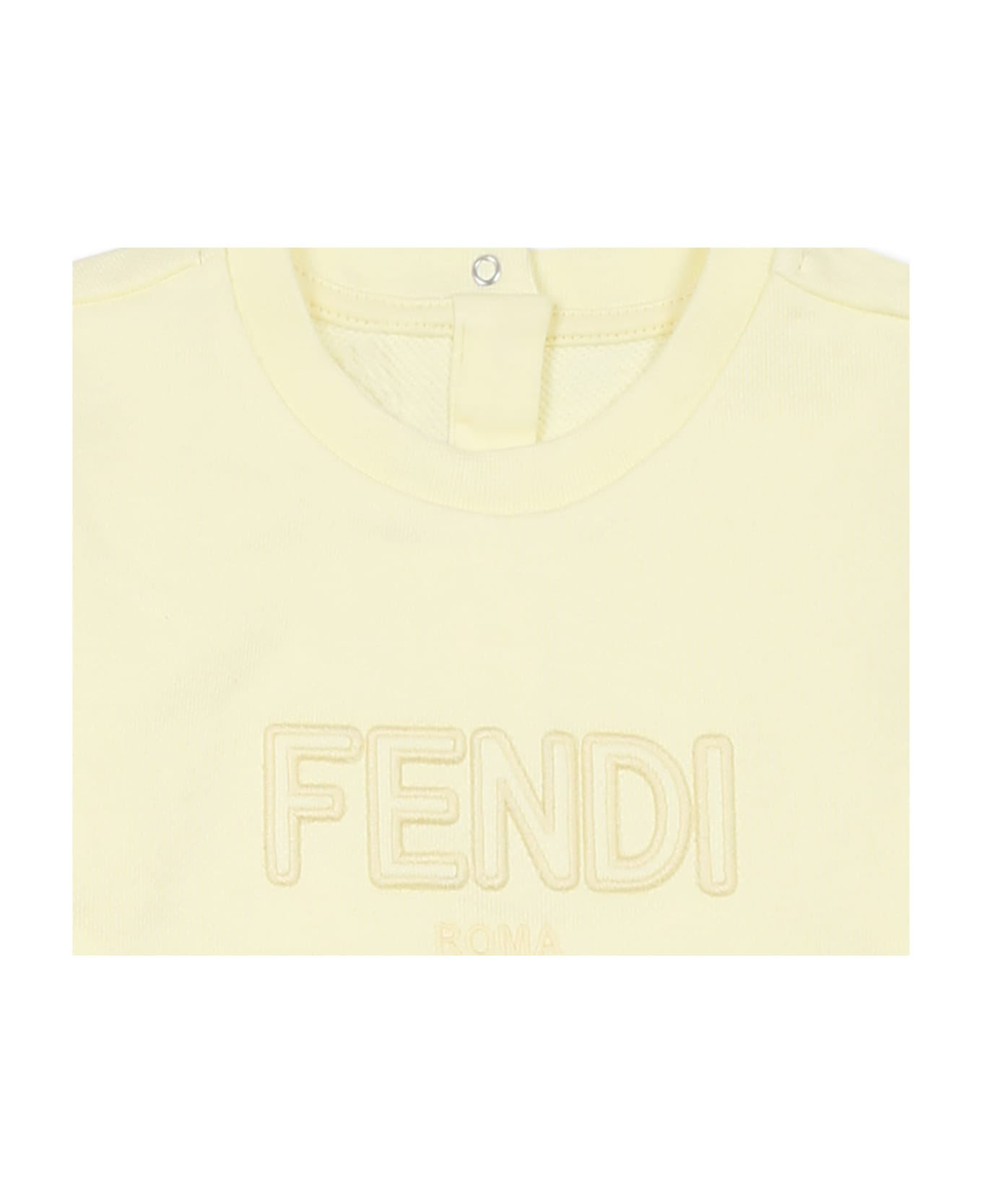 Fendi Yellow Sweatshirt For Babykids With Logo - Yellow