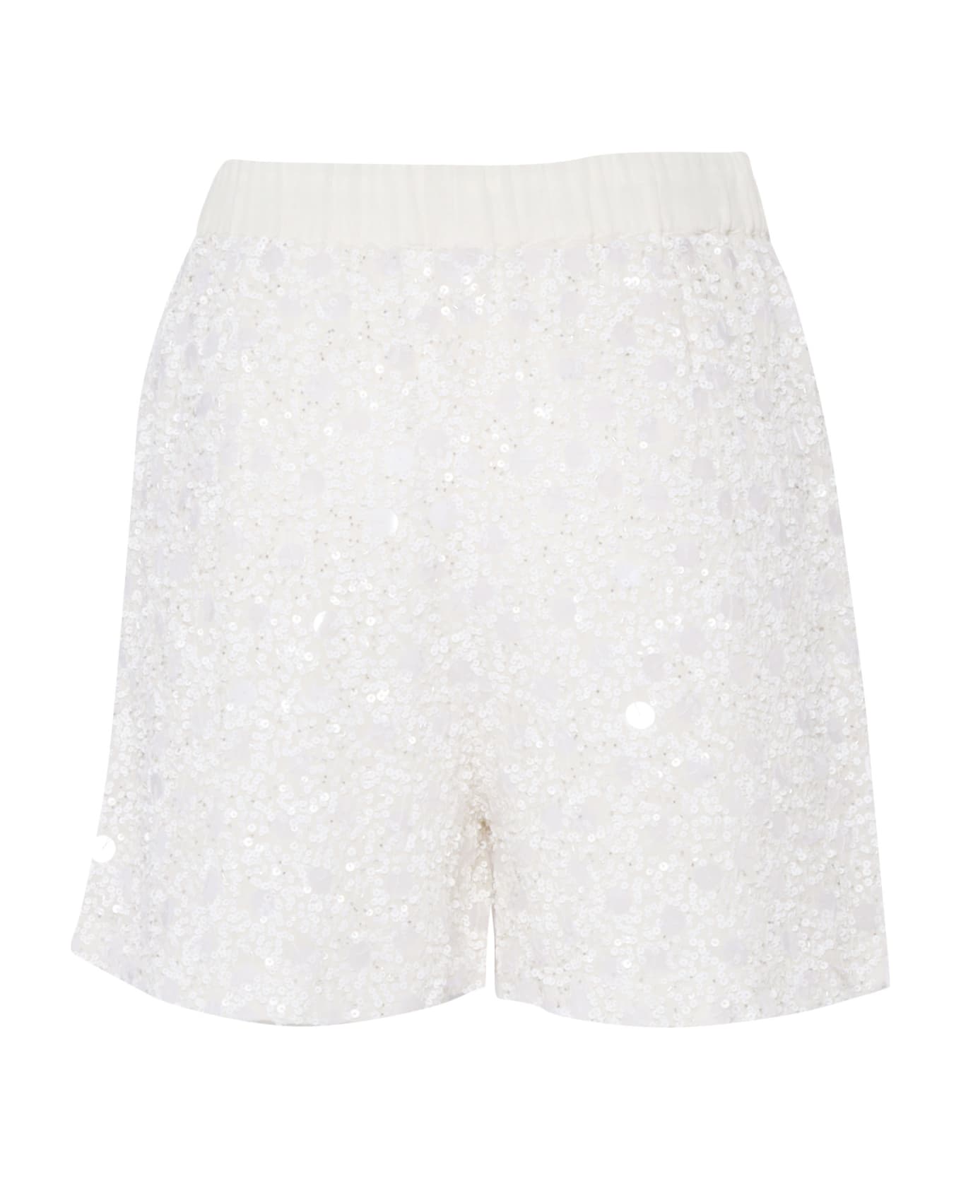 Parosh White Shorts Wtih Sequins - WHITE