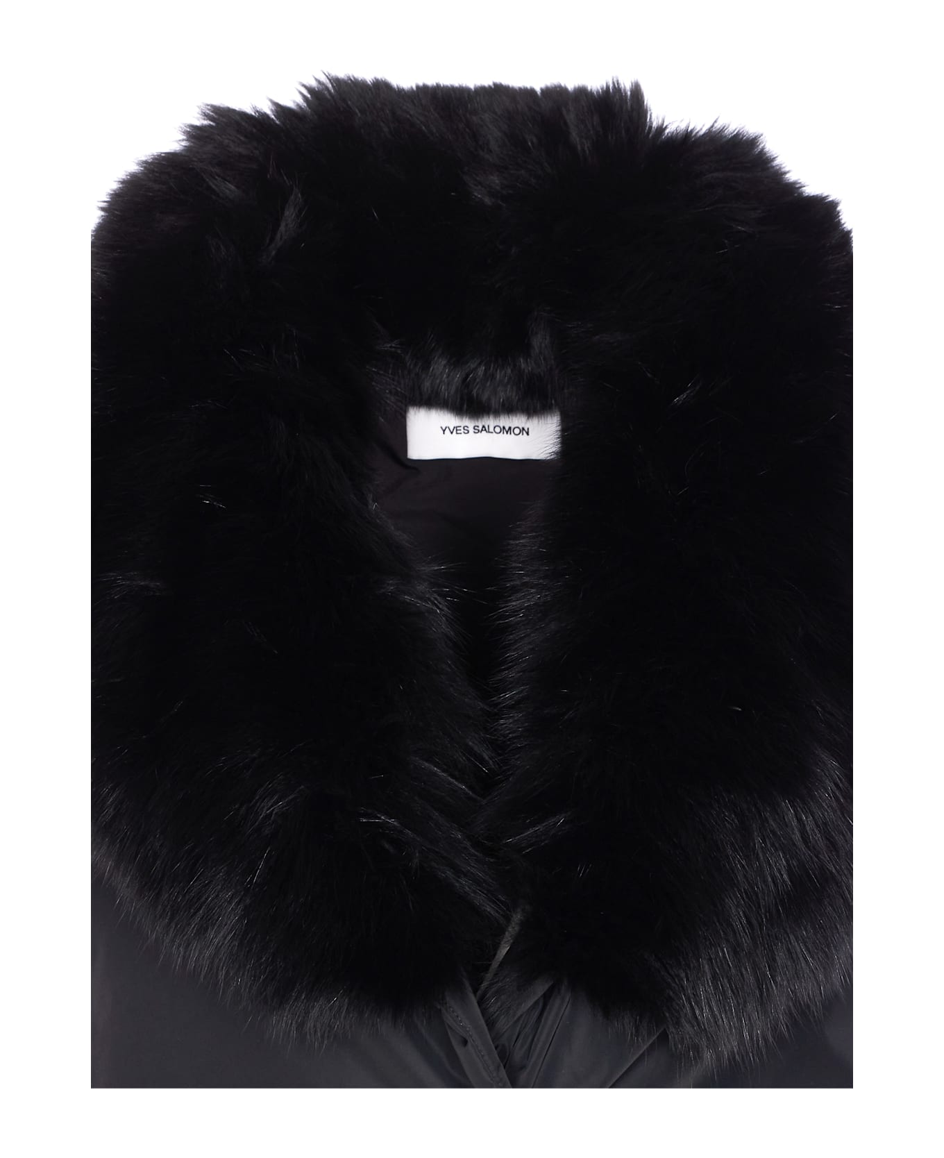 Yves Salomon Fur Detail Padded Vest - Black