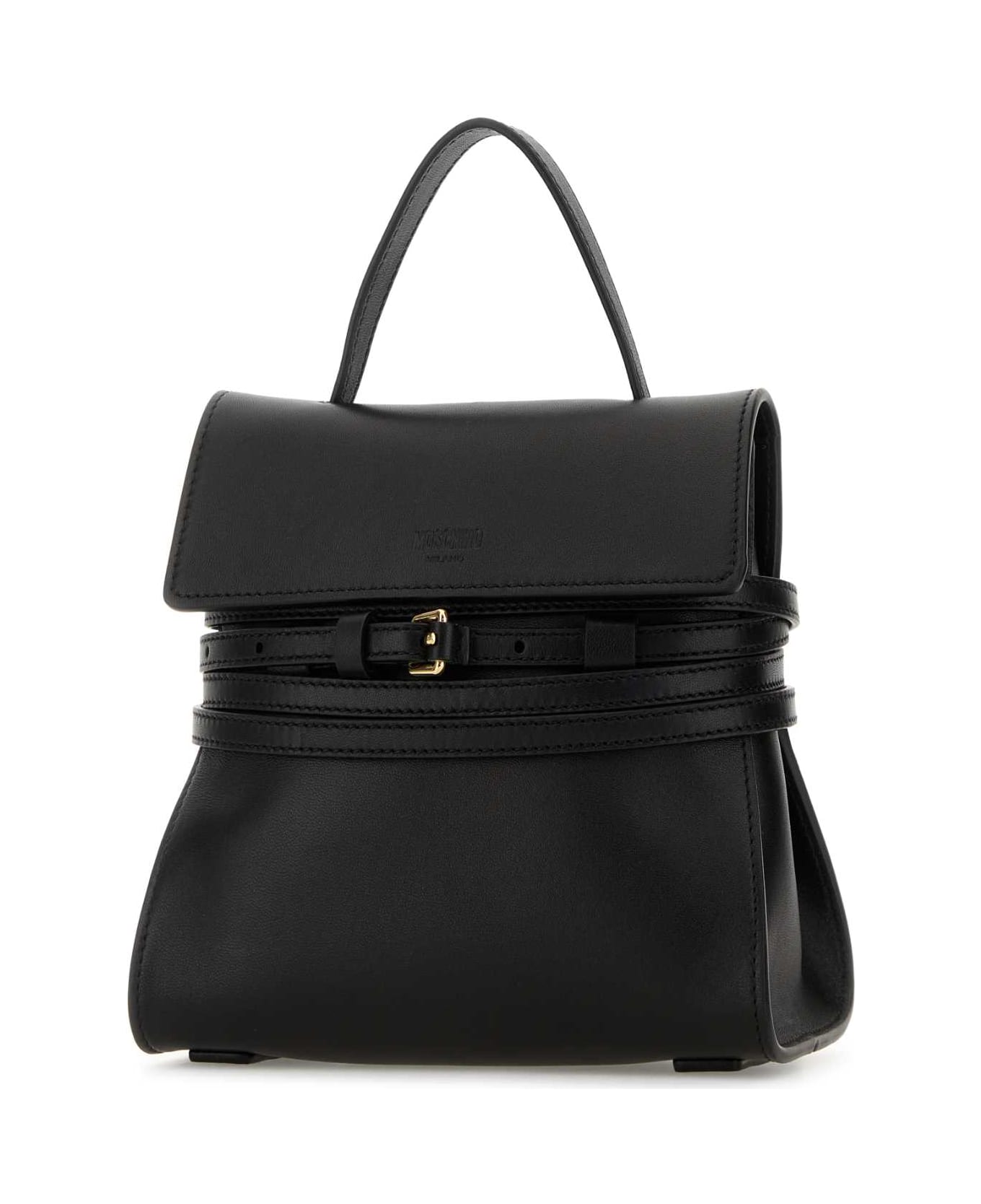 Moschino Black Leather Small Tie Me Handbag - 000