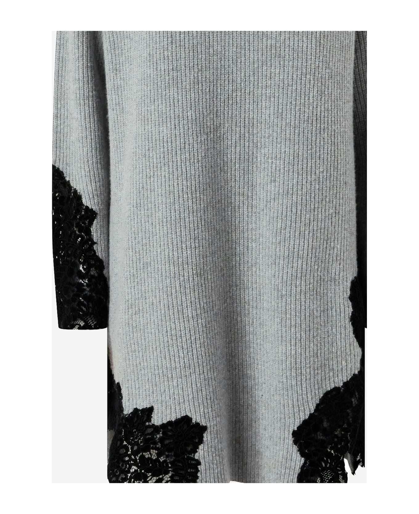 Pinko Stretch Wool Blend Dress With Lace - Grey