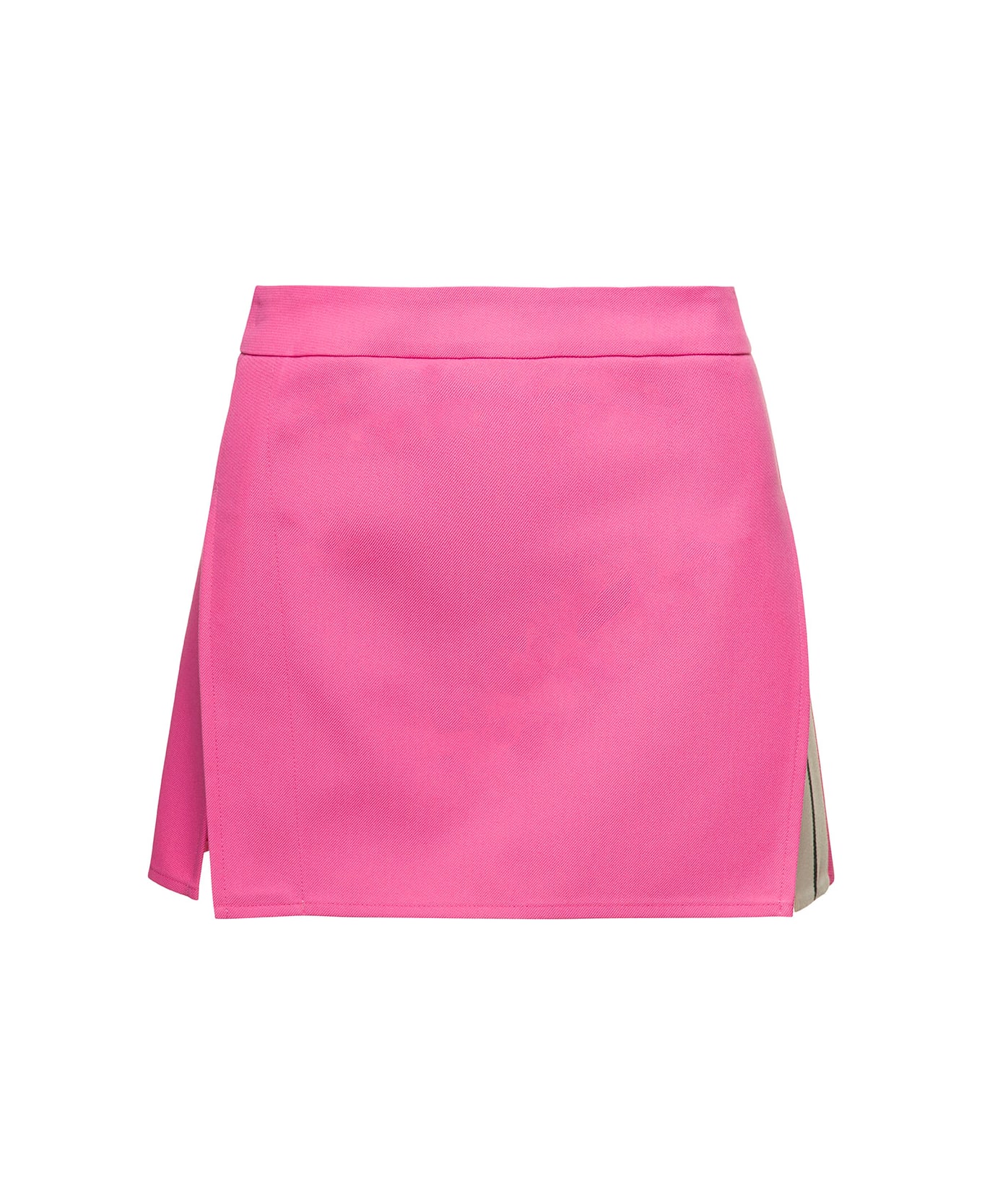 Palm Angels Pink Mini-skirt With Double Split And Pocket In Cotton Blend Woman - Fuxia