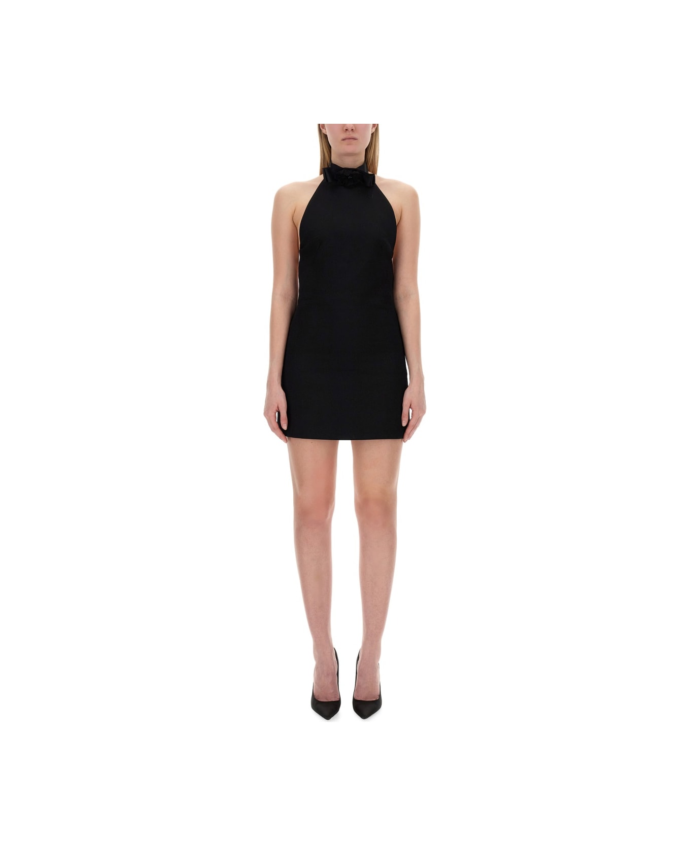 Dolce & Gabbana Short Dress With Neckline On Back - BLACK