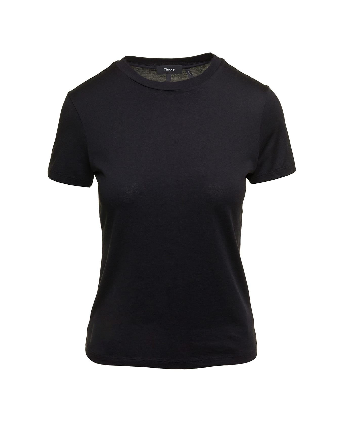 Theory Fitted White Crewneck T-shirt In Cotton Woman - BLACK