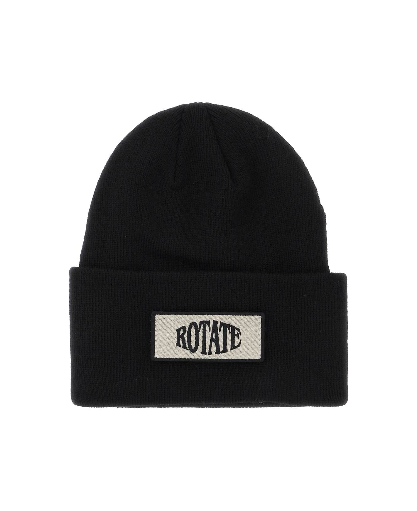 Rotate by Birger Christensen Beanie Hat With Logo Patch - BLACK (Black)