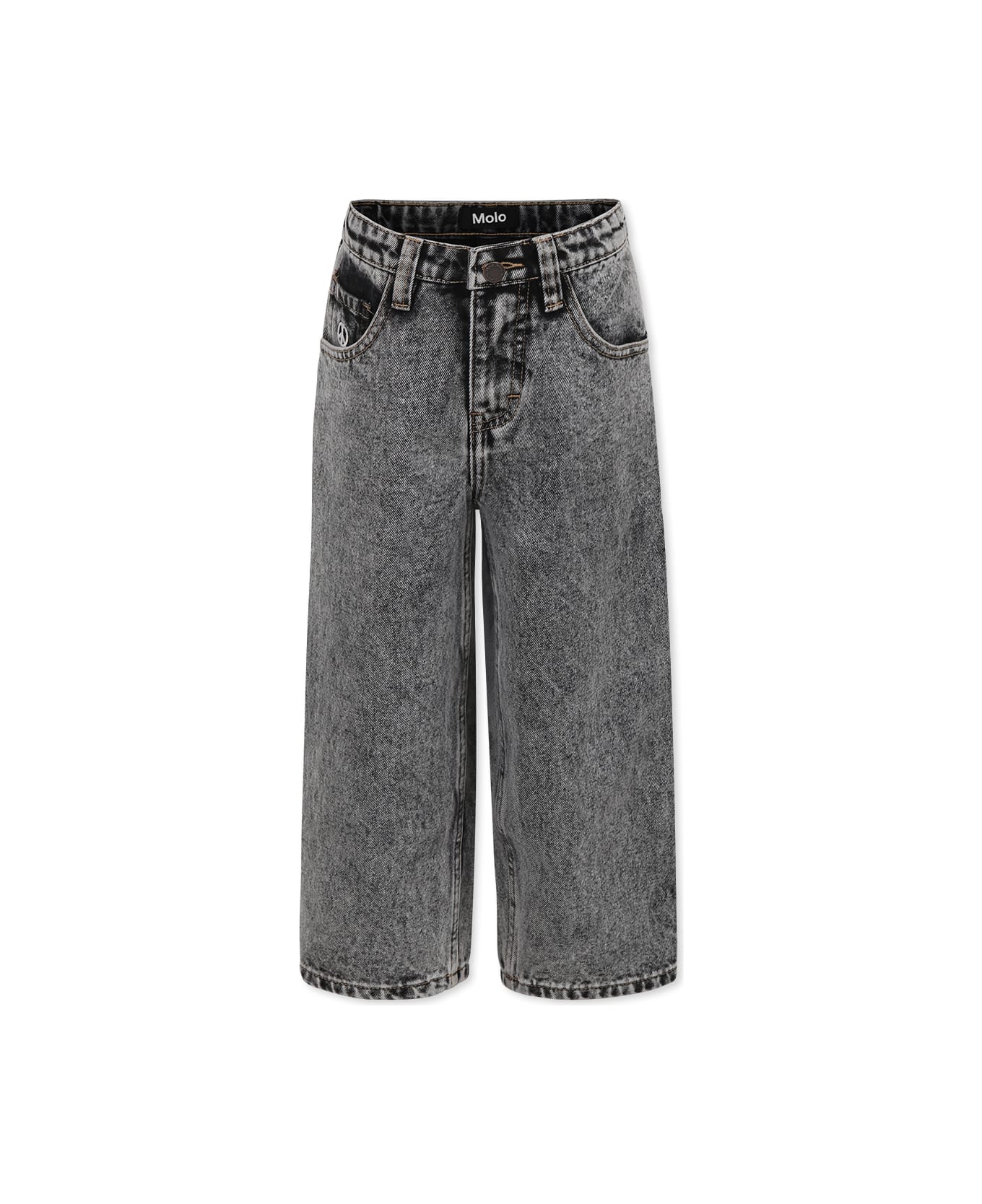 Molo Grey Jeans For Kids With Peace Symbol - Grey