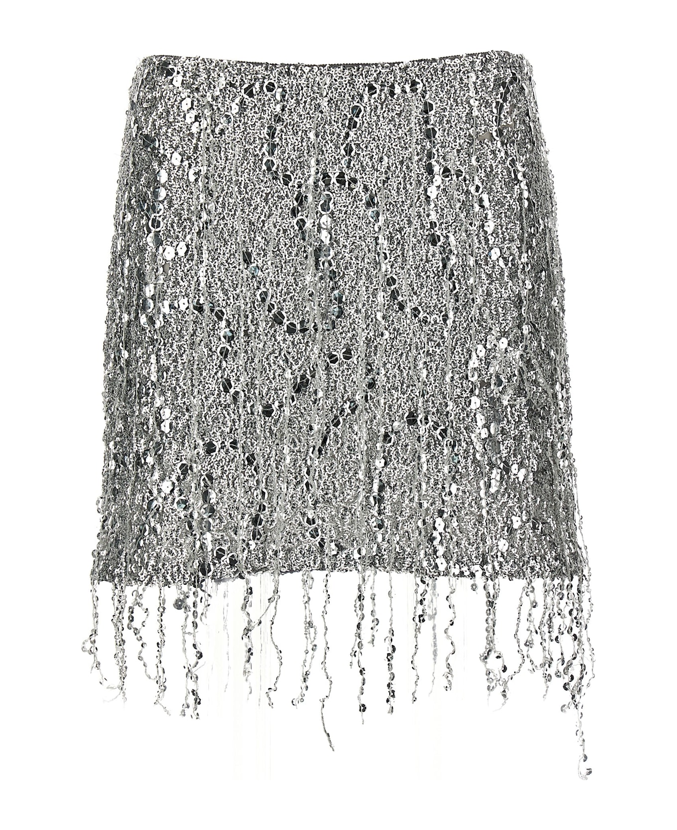 Elisabetta Franchi Sequin Tulle Skirt - Silver