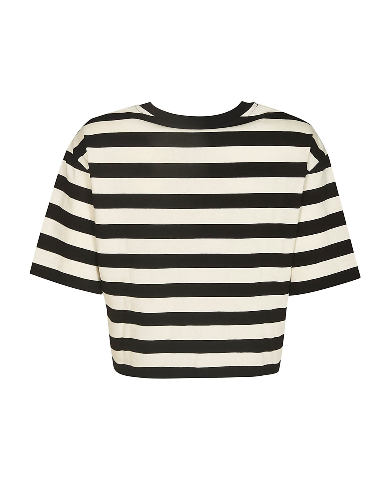 Patou Breton Striped Crop T-shirt - Black/Grey Tシャツ