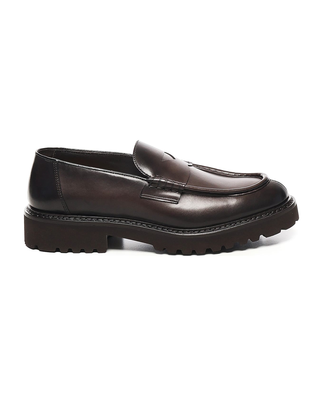Doucal's Penny Leather Loafer - DARK BROWN