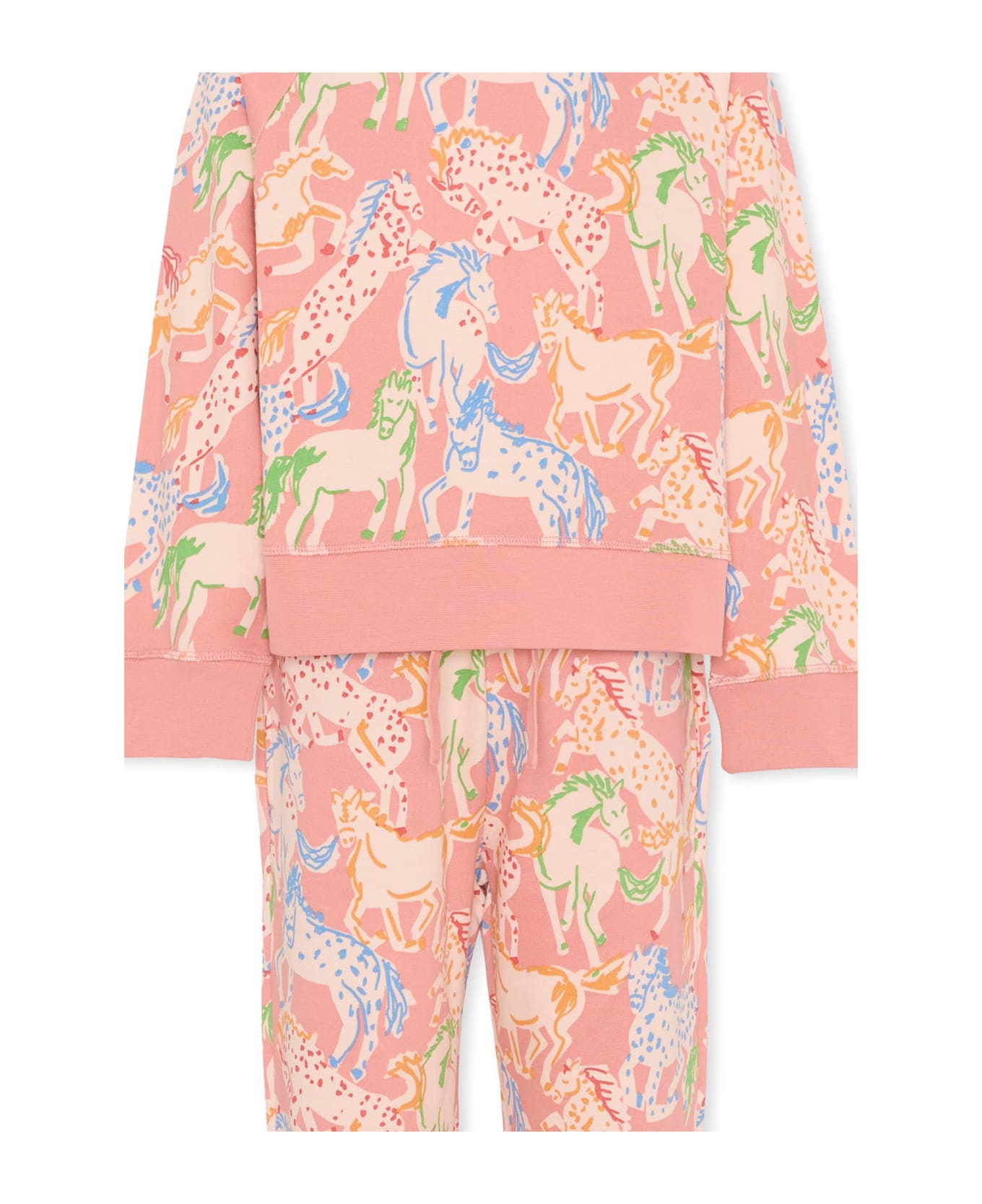Stella McCartney Kids Pink Suit For Girl With Horse Print - Pink