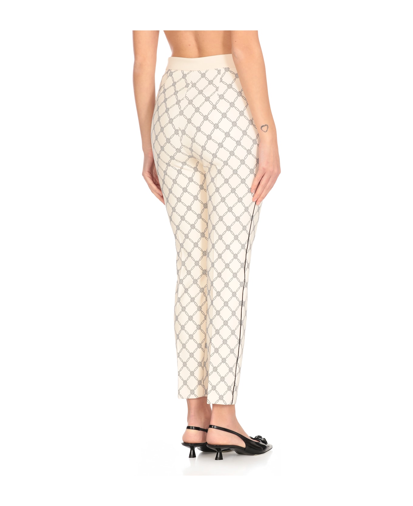 Elisabetta Franchi Poliestere Trousers - Ivory