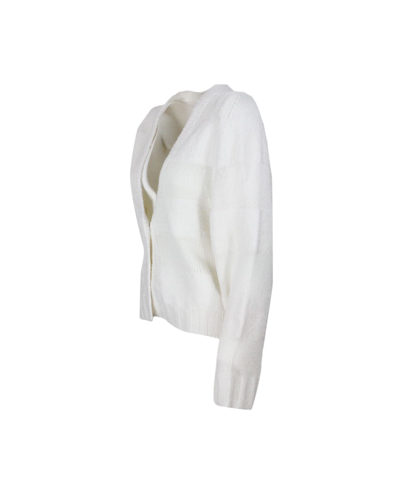 Fabiana Filippi Linen Cardigan Sweater With Three-dimensional Button Closure - White