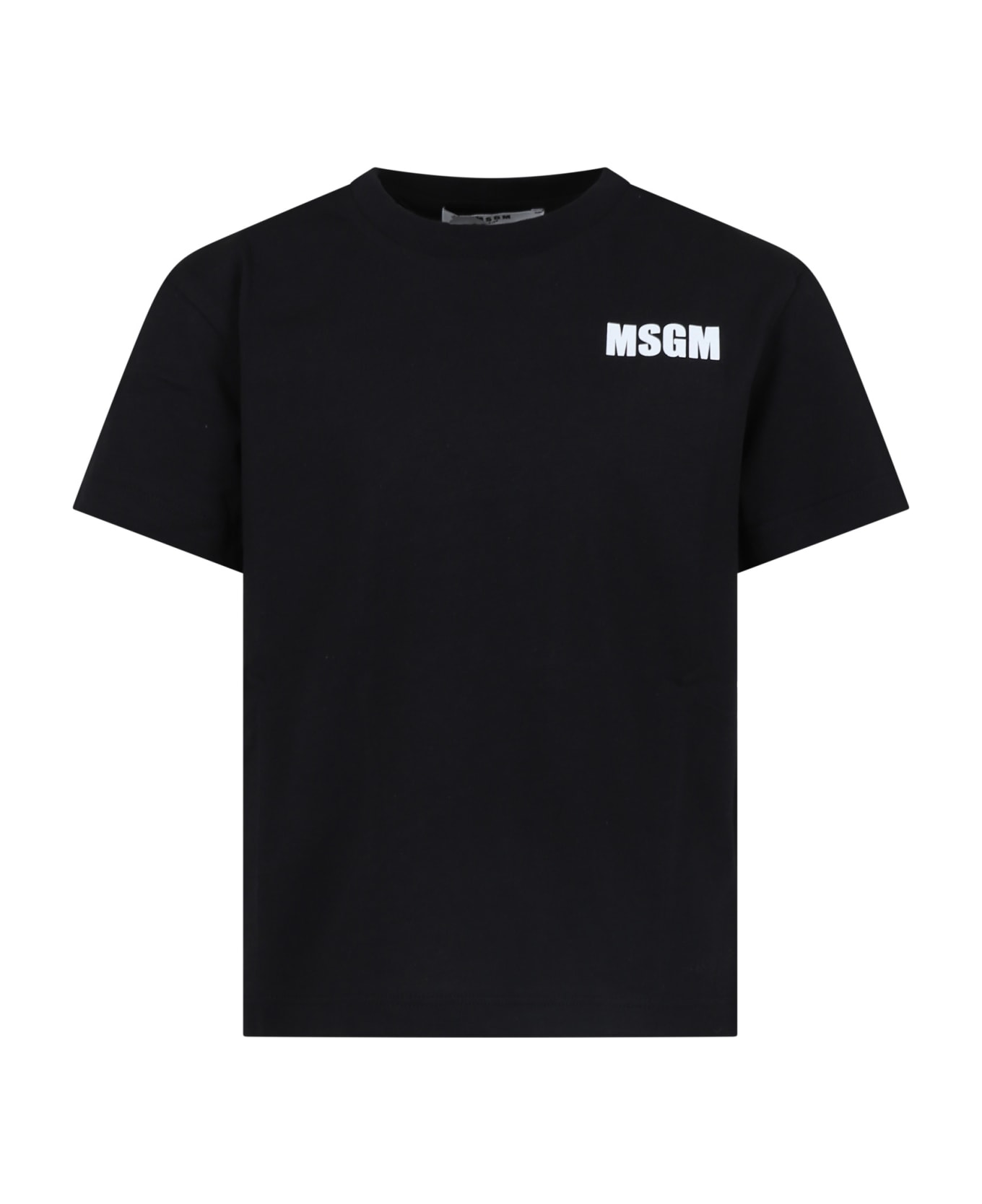 MSGM Black T-shirt For Kids With Logo - Black Tシャツ＆ポロシャツ