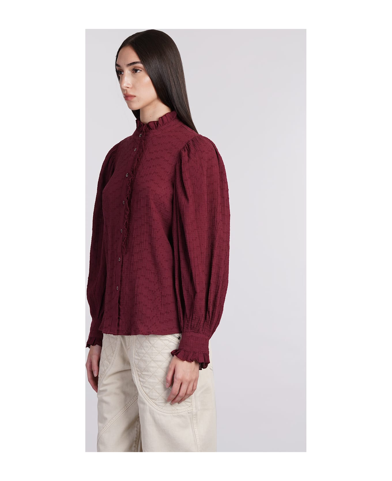 Antik Batik Yvette Shirt In Bordeaux Cotton - bordeaux