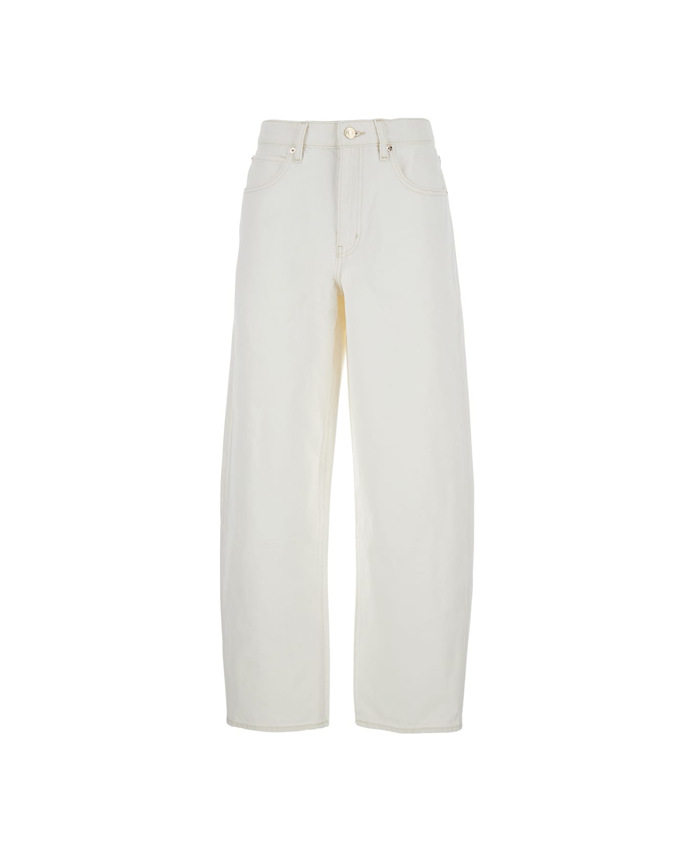 Frame White Jeans With Low Waist And Belt Loops In Denim Woman - White