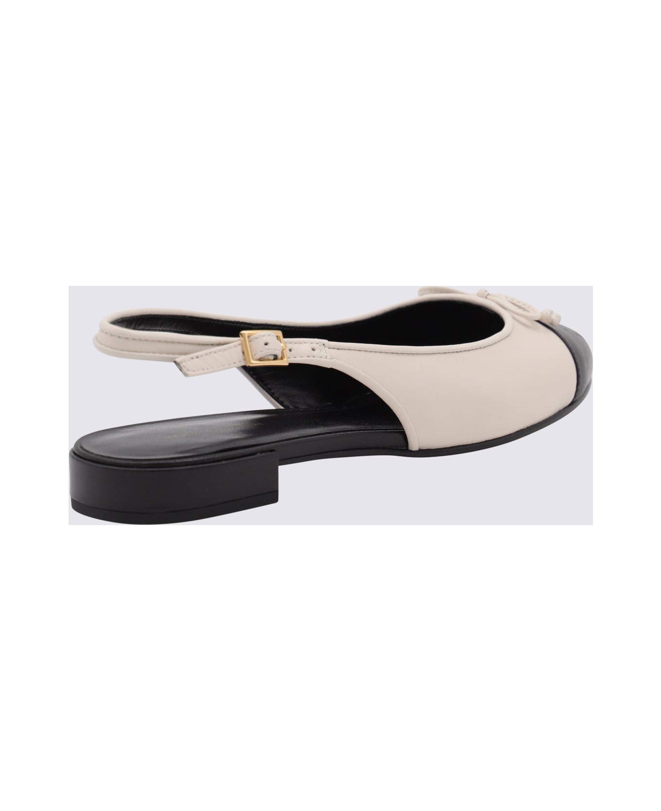 Tory Burch White And Black Flats - White