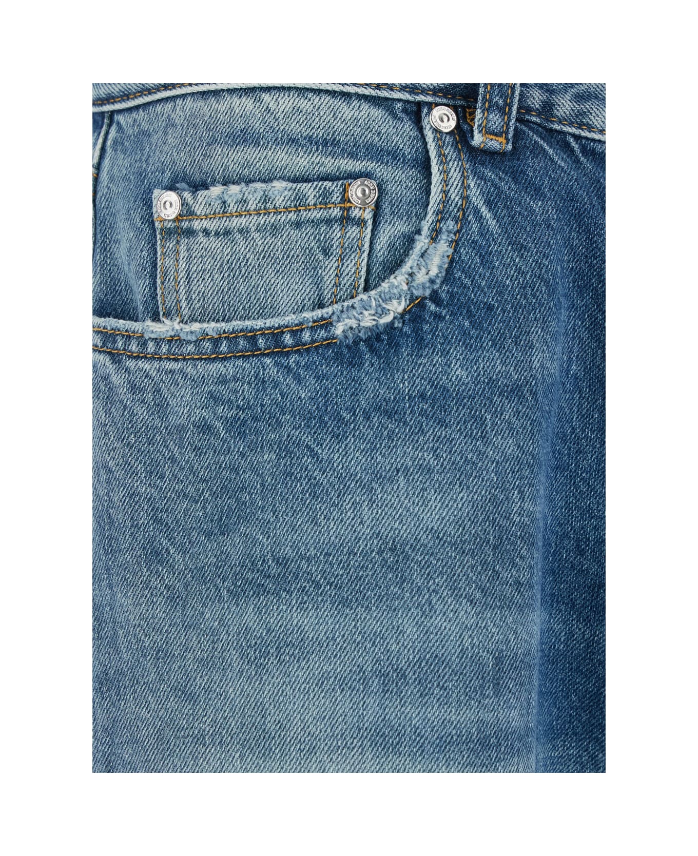 Icon Denim 
kanye
 Light-blue 5-pocket Jeans With Logo Patch In Cotton Denim Man - Light blue