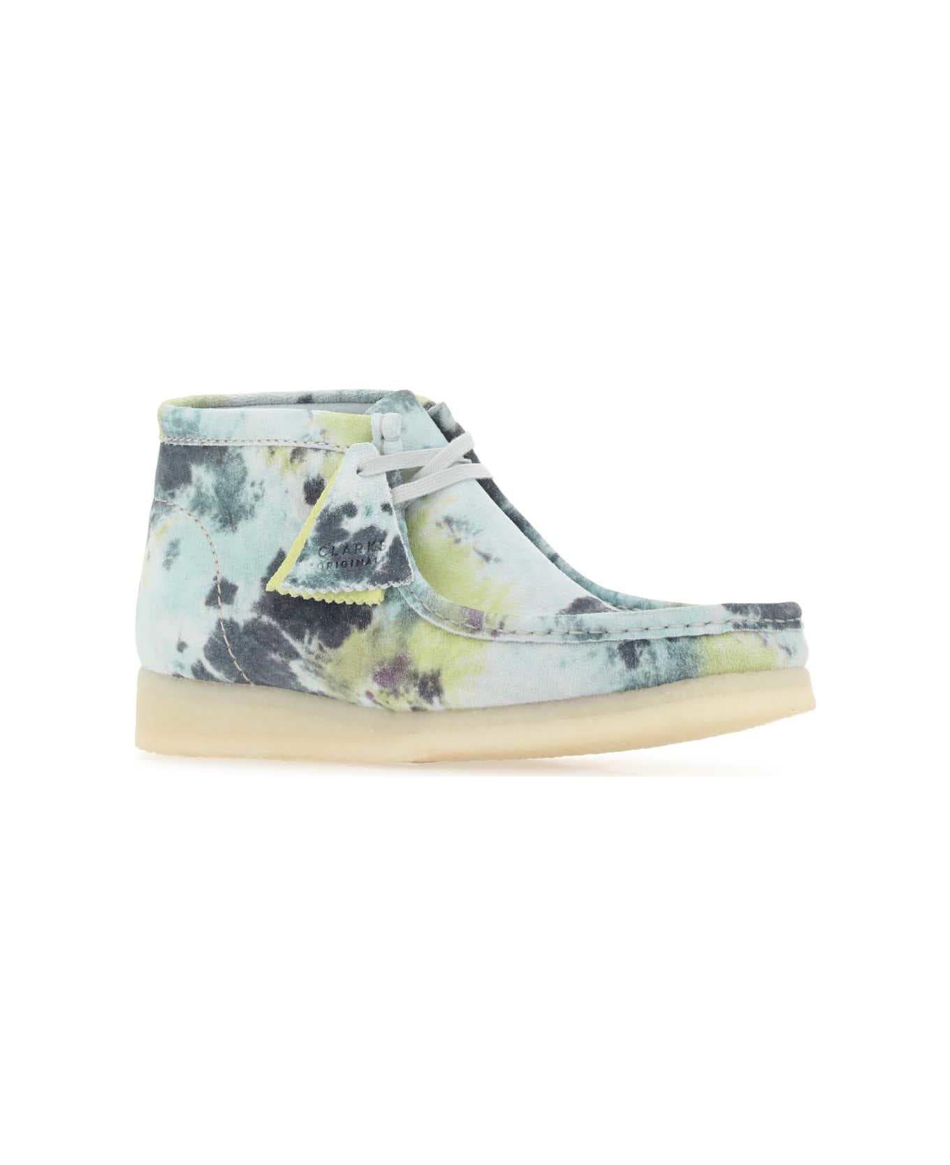 Clarks Printed Suede Wallabee Ankle Boots - MTURQUOISE ブーツ