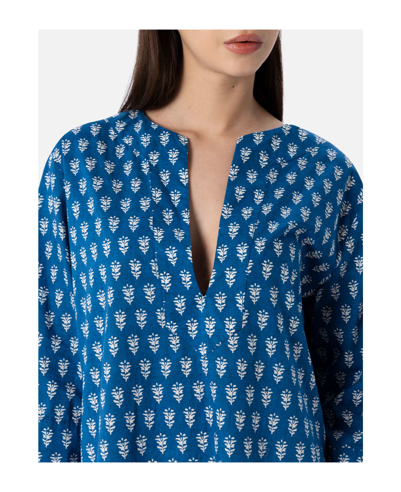 MC2 Saint Barth Woman Cotton Tunic Dress Macha - BLUE