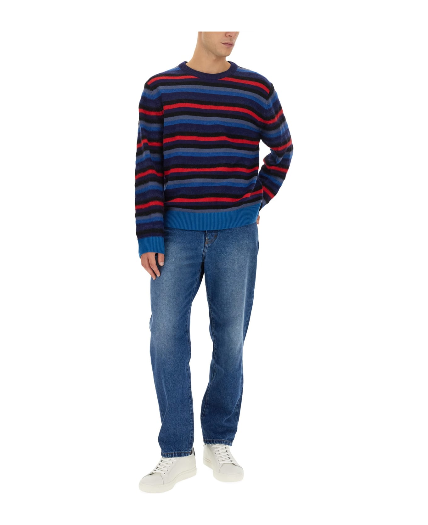 PS by Paul Smith Jersey With Stripe Pattern Paul Smith - BLUE ニットウェア