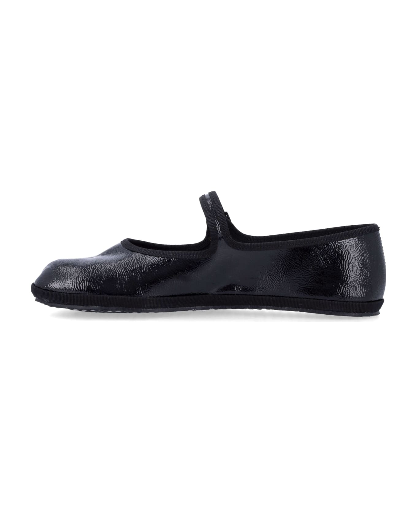 Drogheria Crivellini Fu-tabi Patent Leather Flat Shoes - BLACK