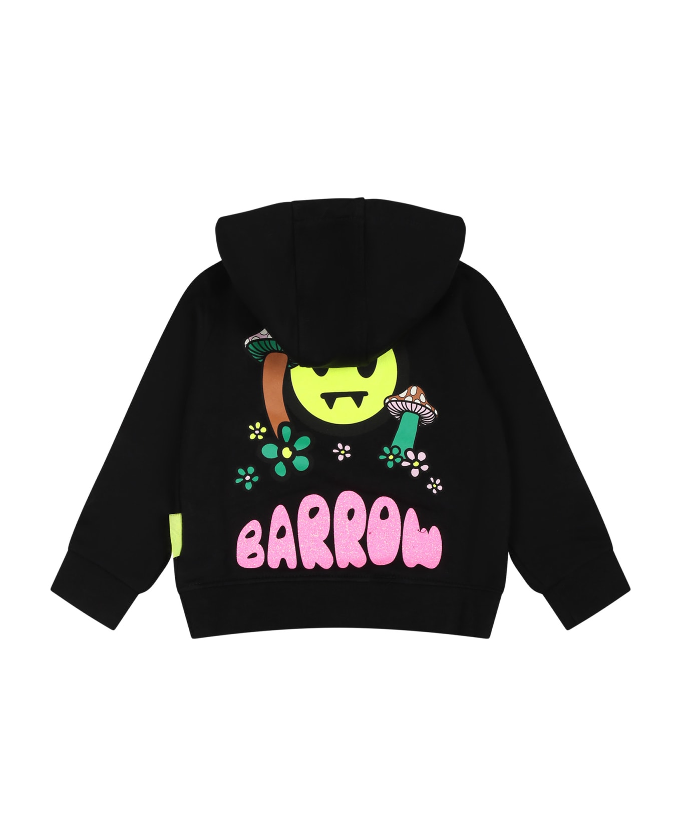 Barrow Black Sweatshirt For Baby Girl With Logo And Print - Black ニットウェア＆スウェットシャツ