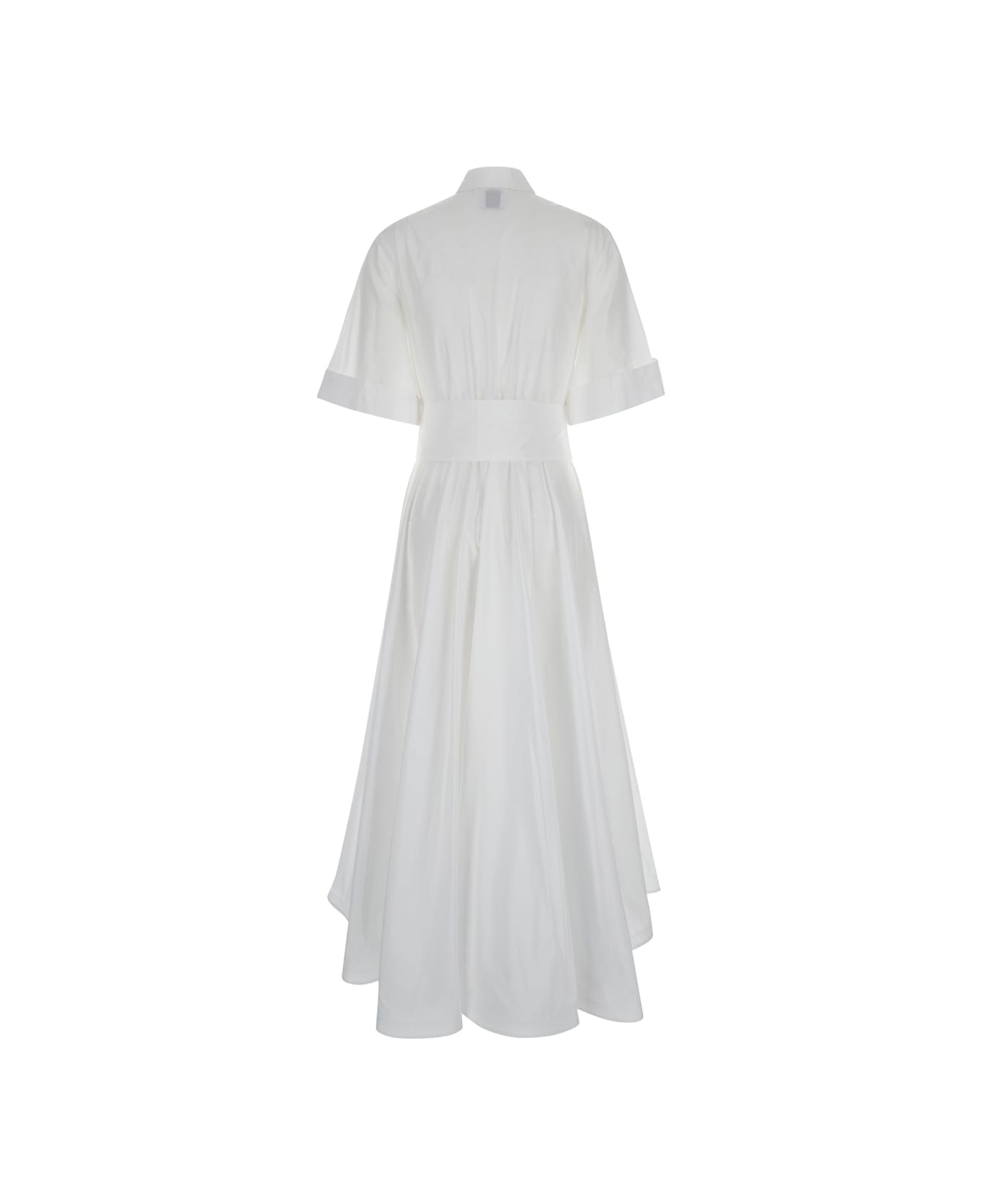 Sara Roka White Chemisier Long Dress In Techno Fabric Woman - White ワンピース＆ドレス