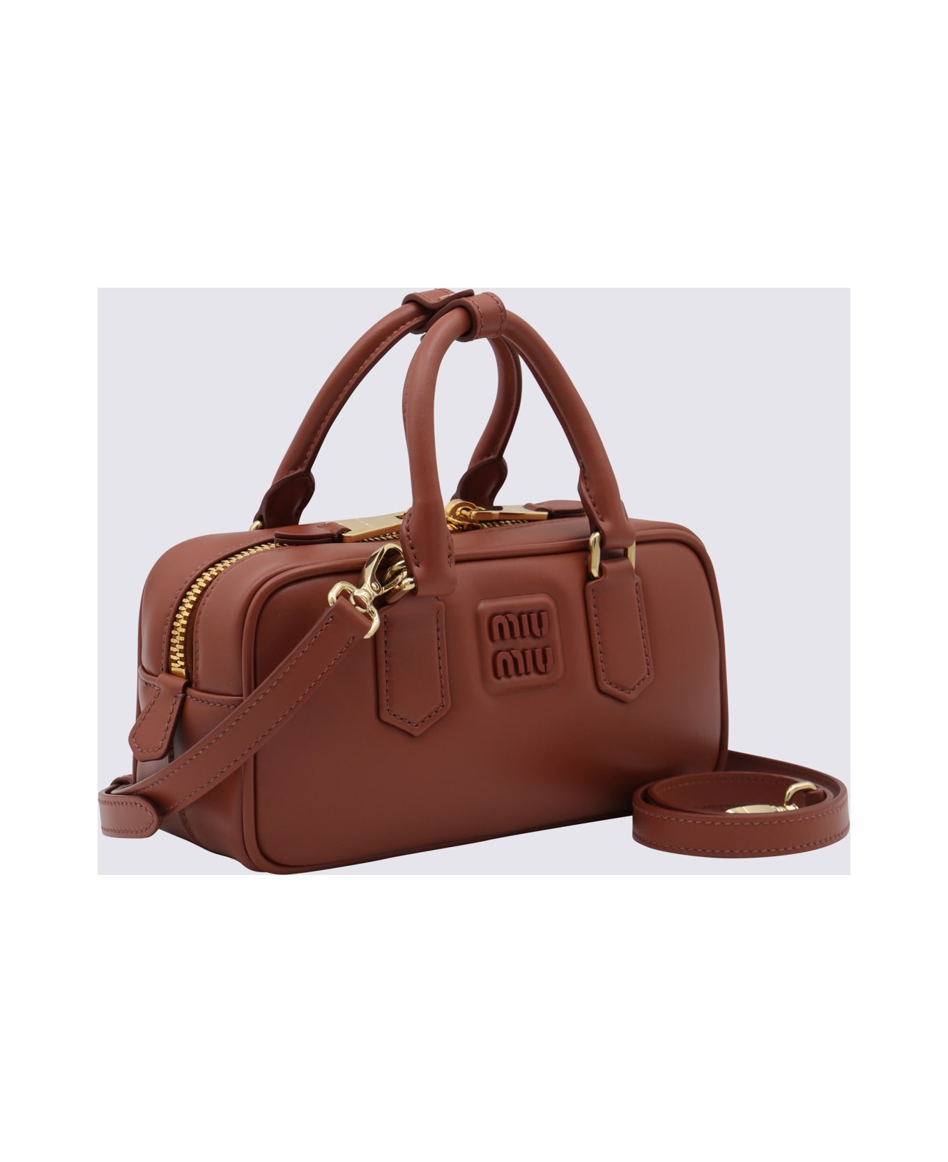 Miu Miu Brown Leather Arcadie Crossbody Bag - Ruggine