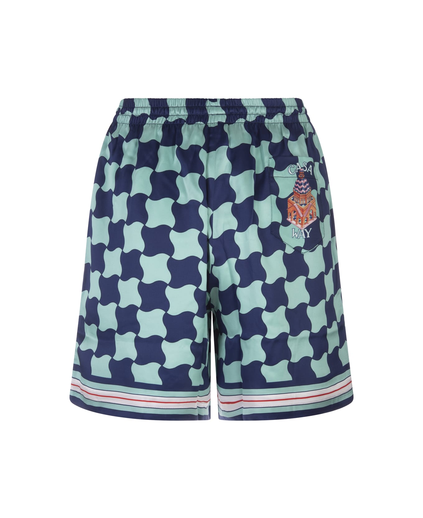 Casablanca Blue And Aquamarine Check Silk Shorts - Blu ショートパンツ