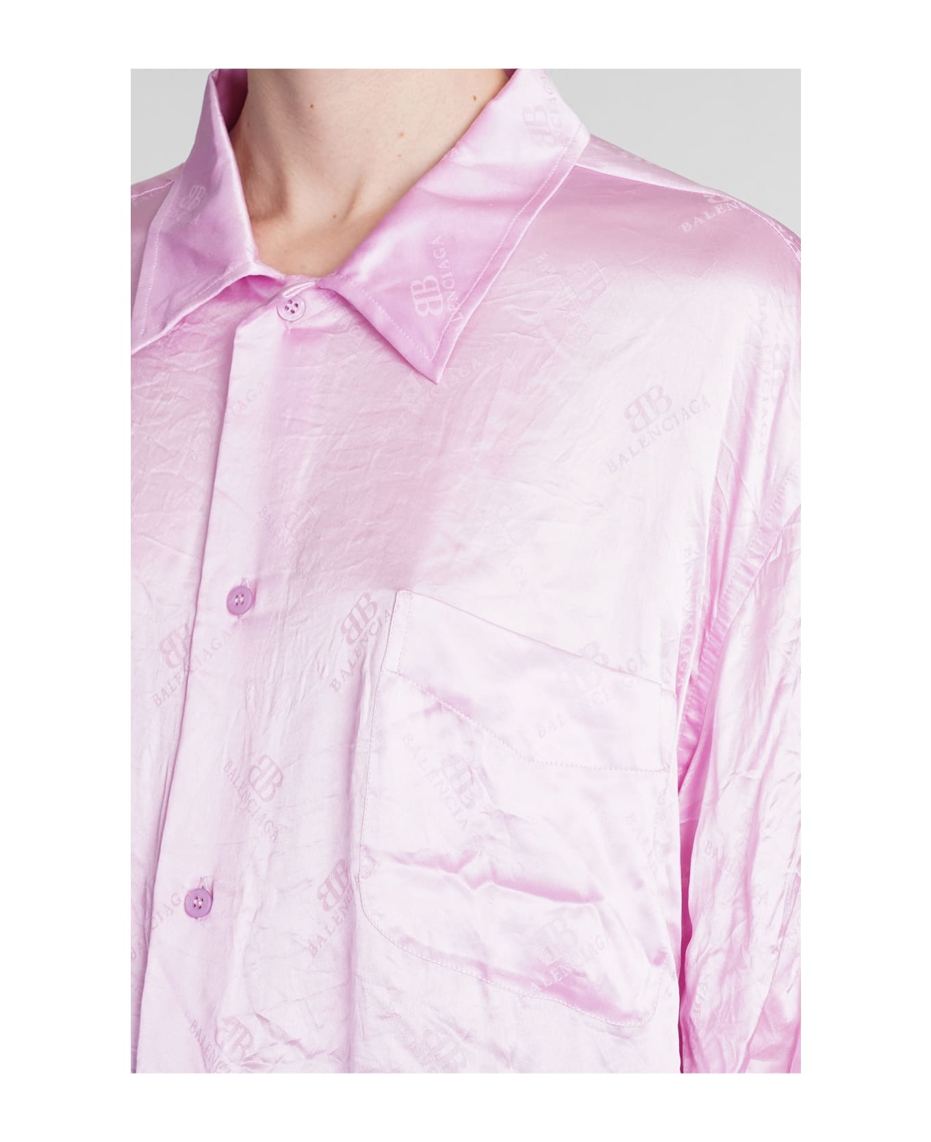 Balenciaga Shirt In Rose-pink Silk - rose-pink