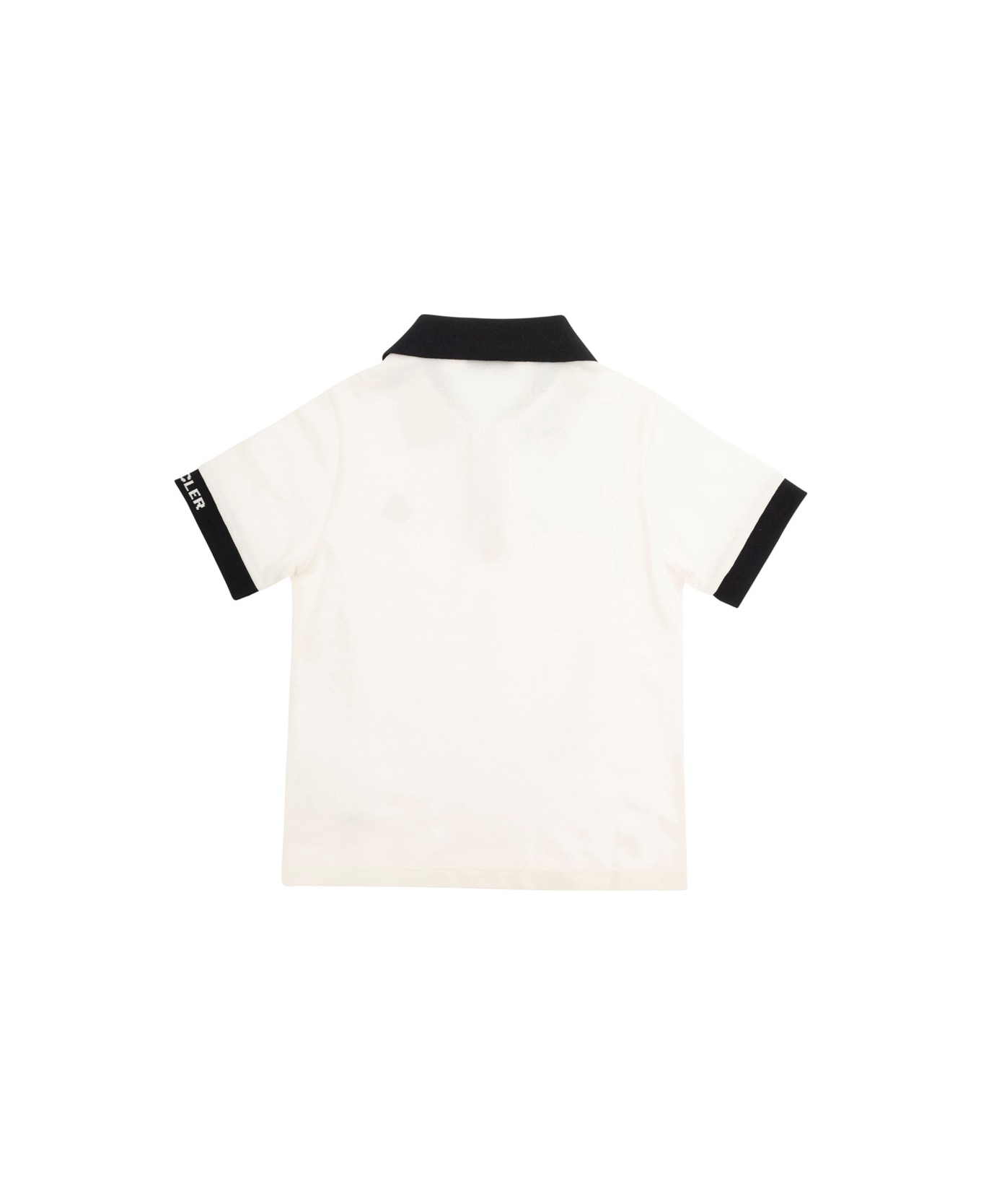 Moncler White Polo Shirt With Logo Patch In Cotton Boy - White