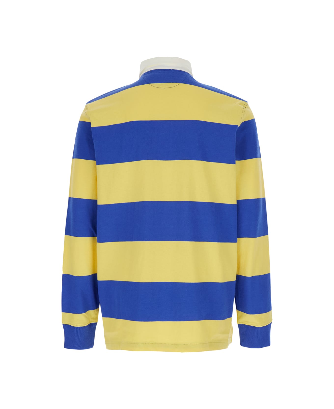Polo Ralph Lauren Yellow And Blue Polo Shirt With Striped Pattern In Cotton Man Polo Ralph Lauren - Yellow