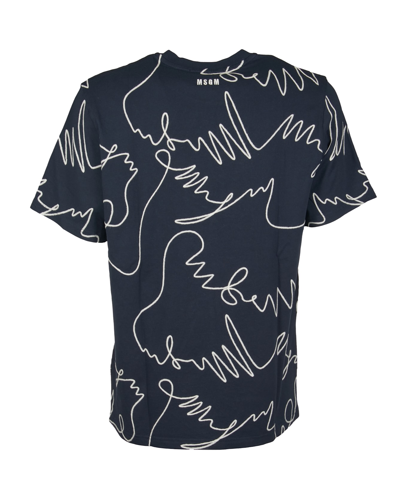 MSGM Printed Round Neck T-shirt - Navy