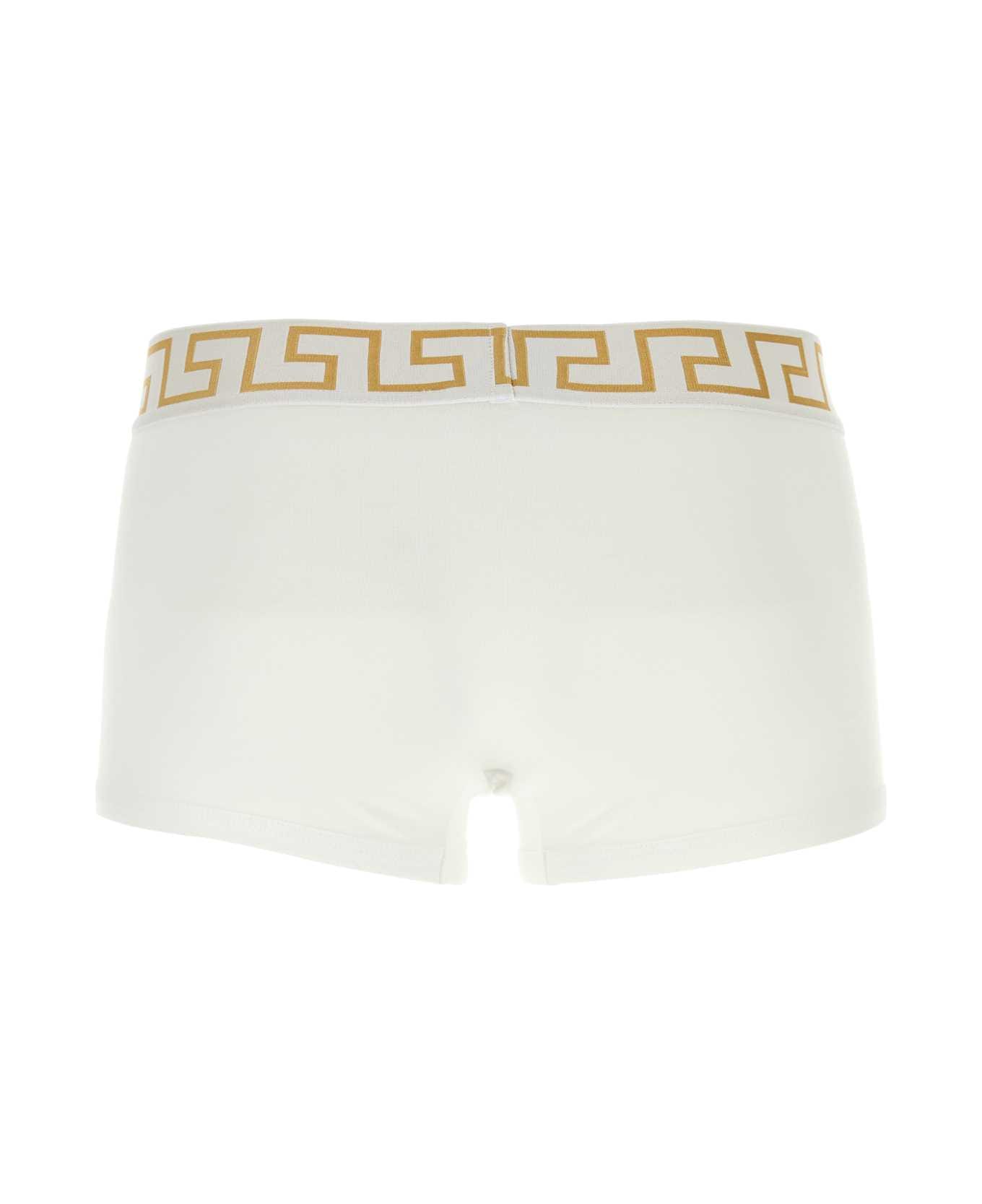 Versace White Stretch Cotton Boxer - WHITE