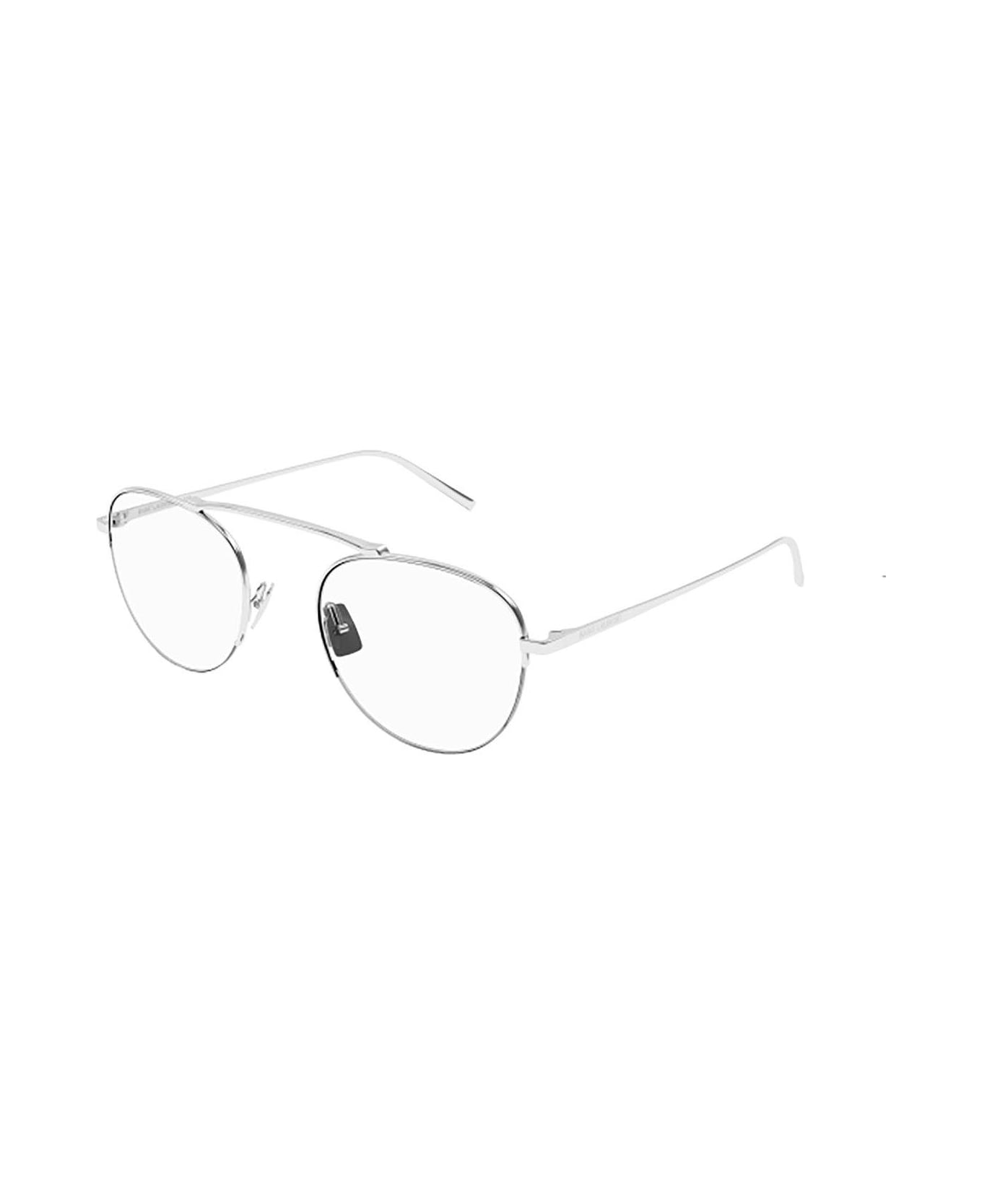 Saint Laurent Eyewear Round Frame Glasses - 001 silver silver transpa