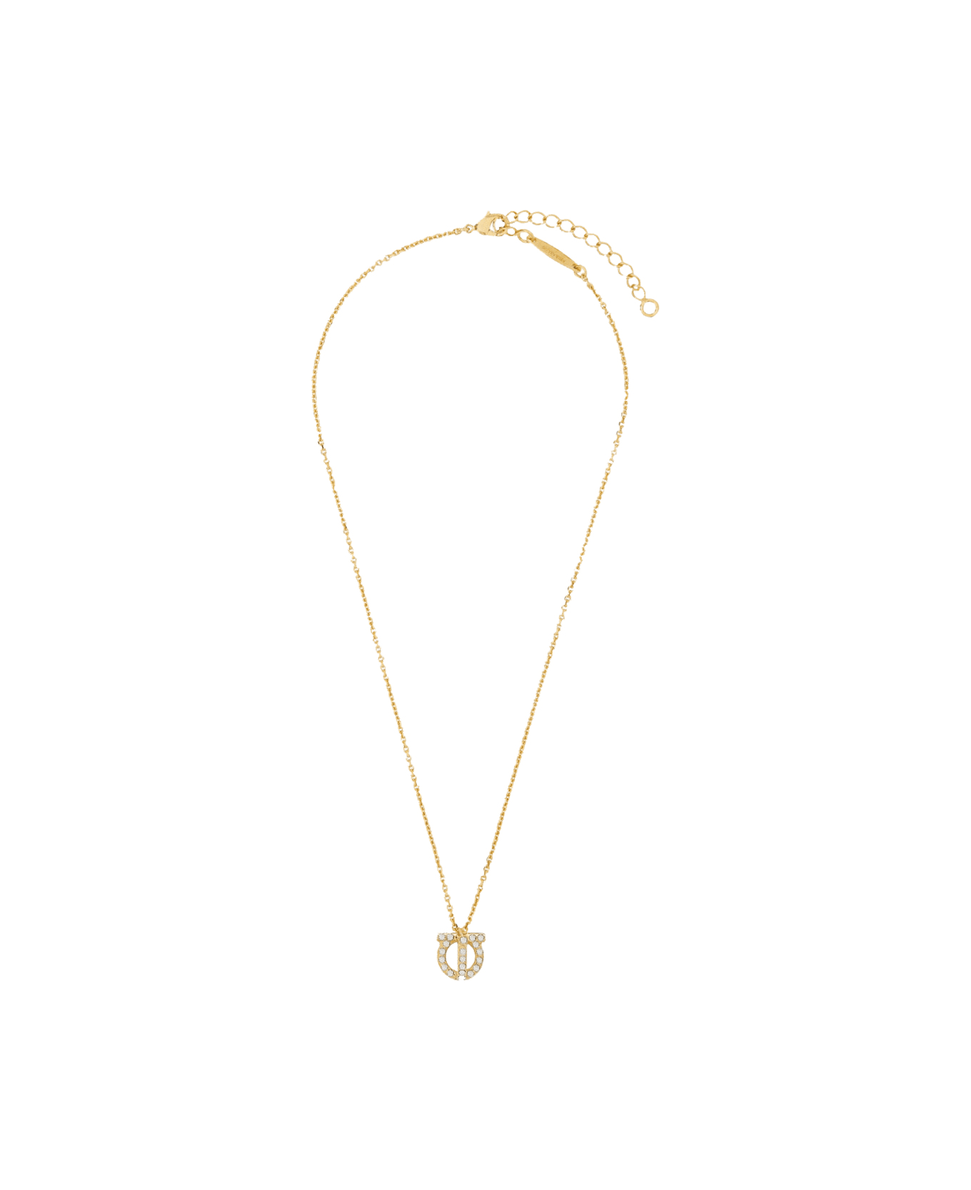 Ferragamo Gancini Crystals Necklace - Golden