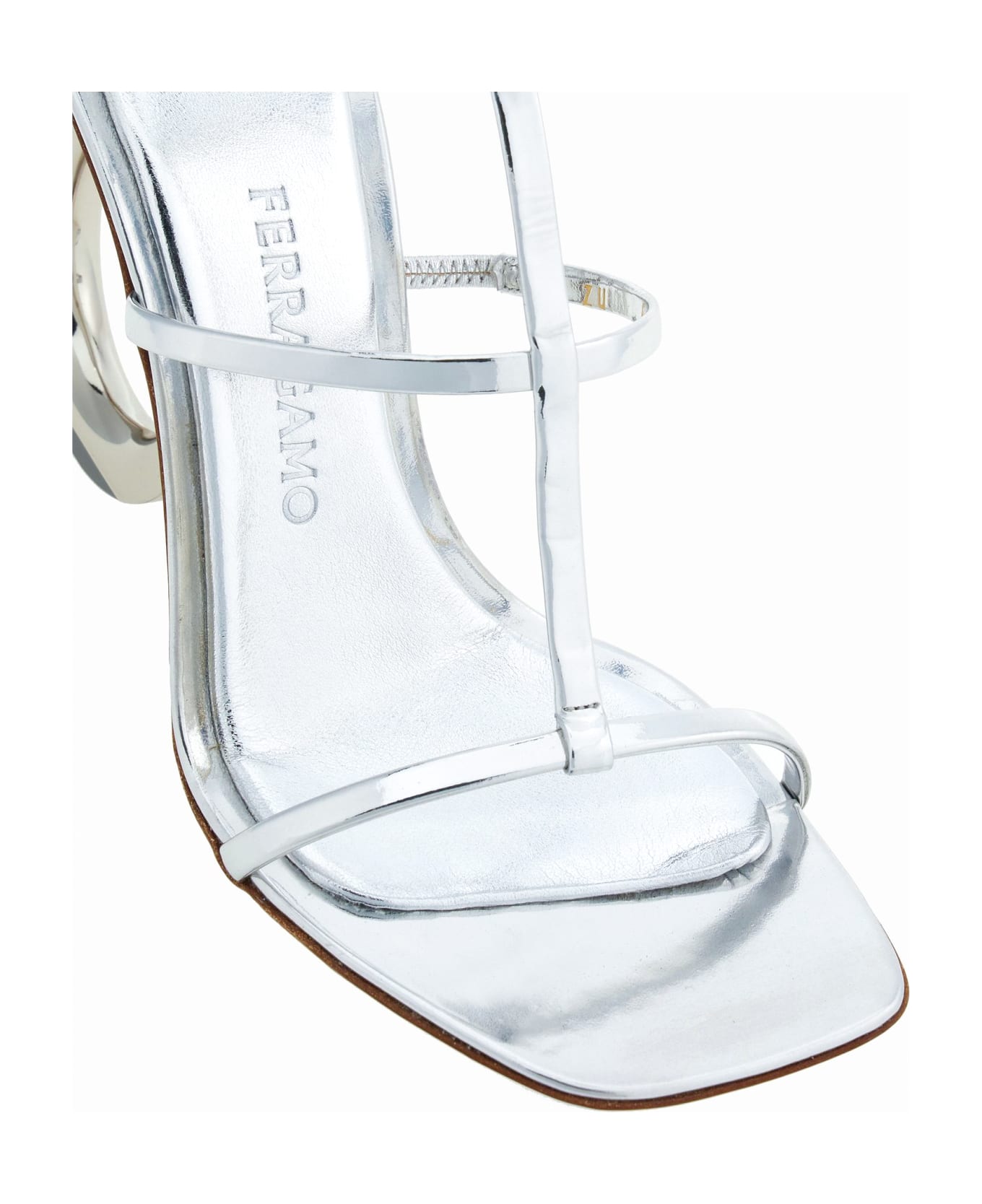 Ferragamo Silver-tone Nappa Leather Sandals - Silver