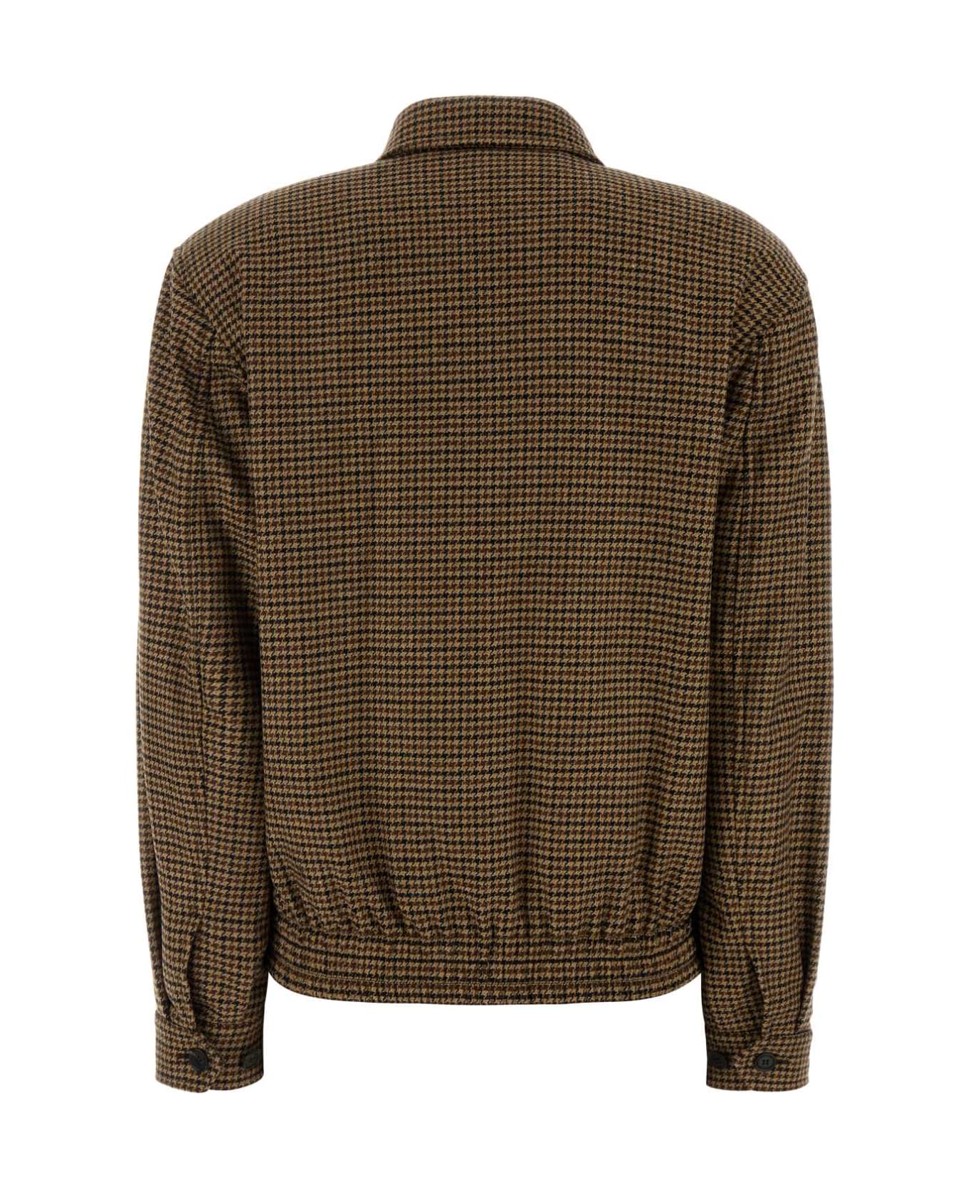 Saint Laurent Embroidered Wool Blend Jacket - BEIGE/MARRON/NOIR