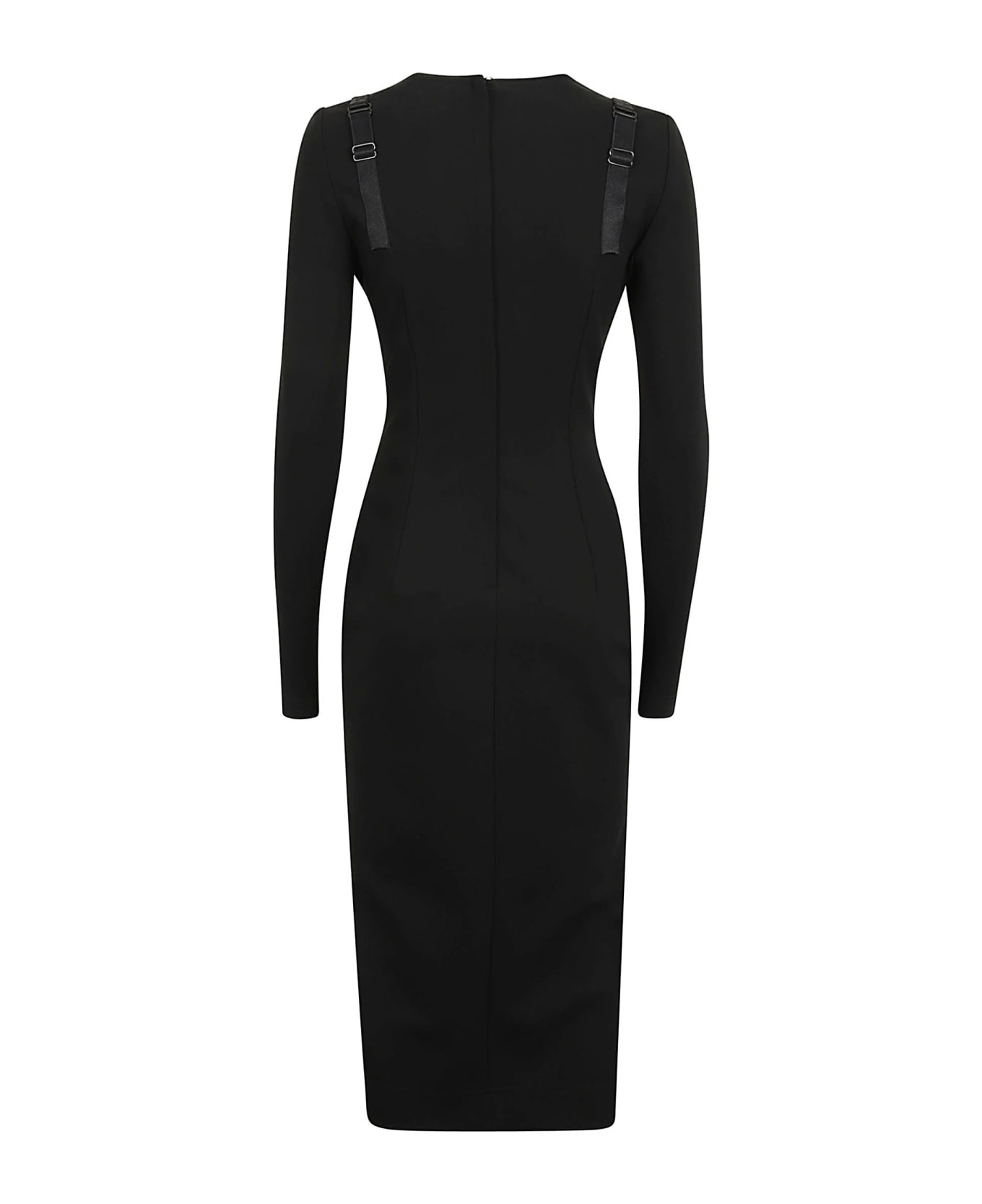 Dolce & Gabbana Rear Zip Layered Slim Dress - Black