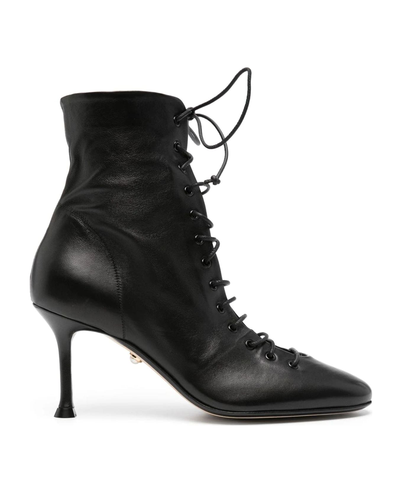 Alevì Black Calf Leather Ankle Boots - Black