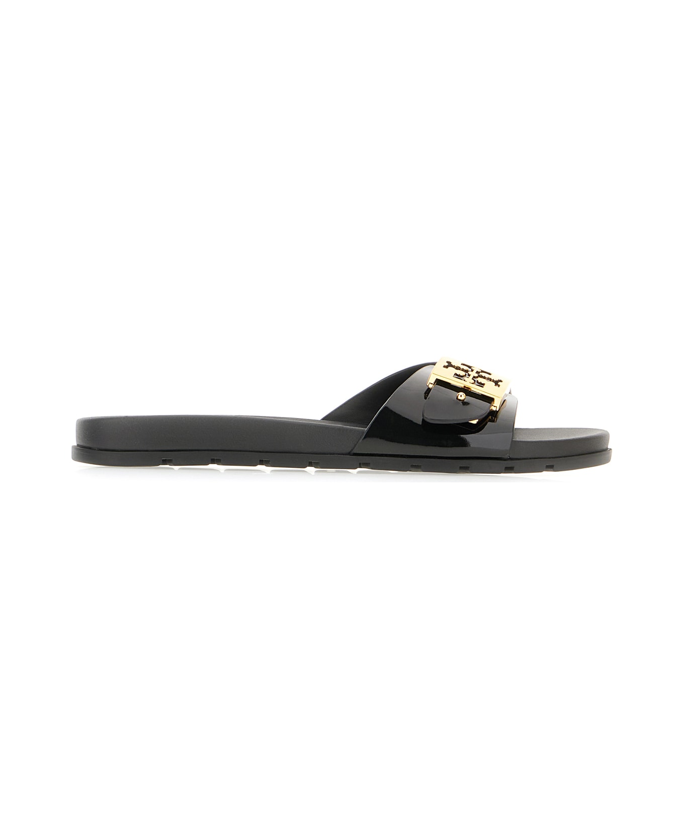 Tory Burch Black Rubber Slippers - BLACK GOLD