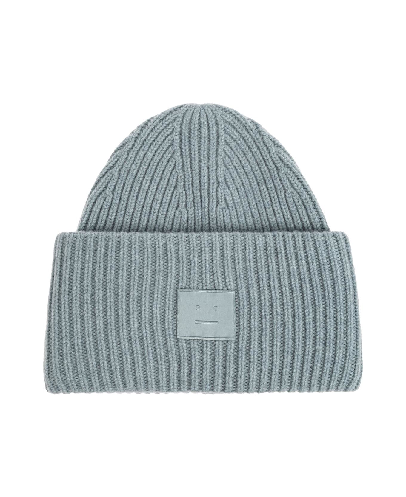 Acne Studios Wool Beanie With Logo - DUSTY BLUE
